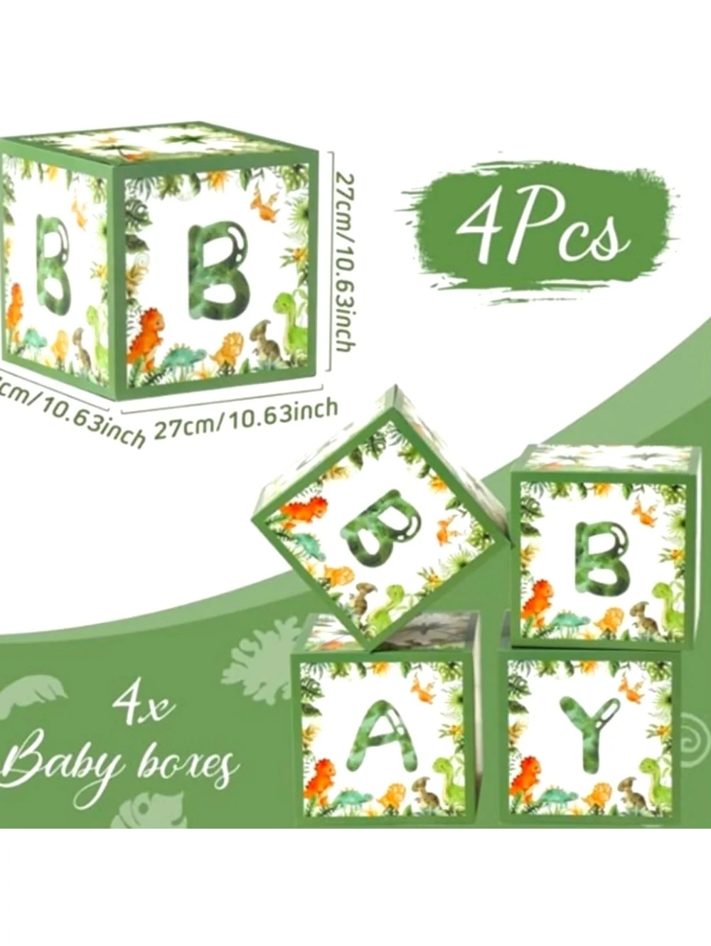 Jurassic Dinosaur Neutral Baby Shower Decorations Box Gender Reveal Table Decor